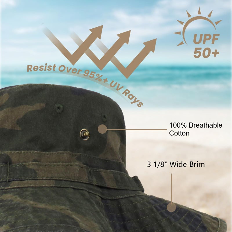 Phaiy Bucket Hat Wide Brim UV Protection Sun Hat Boonie Hats Fishing Hiking Safari Outdoor Hats for Men and Women Camo - Image 2